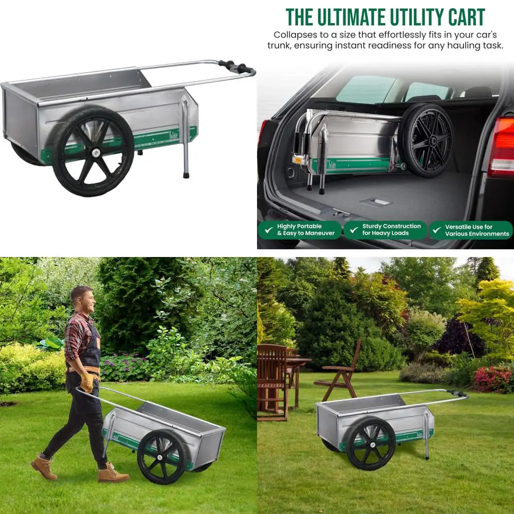 عربة أدوات محمولة قابلة للطي من الألومنيوم - مقاومة للصدأ، سعة 300 رطل، حل تخزين متعدد الاستخدامات