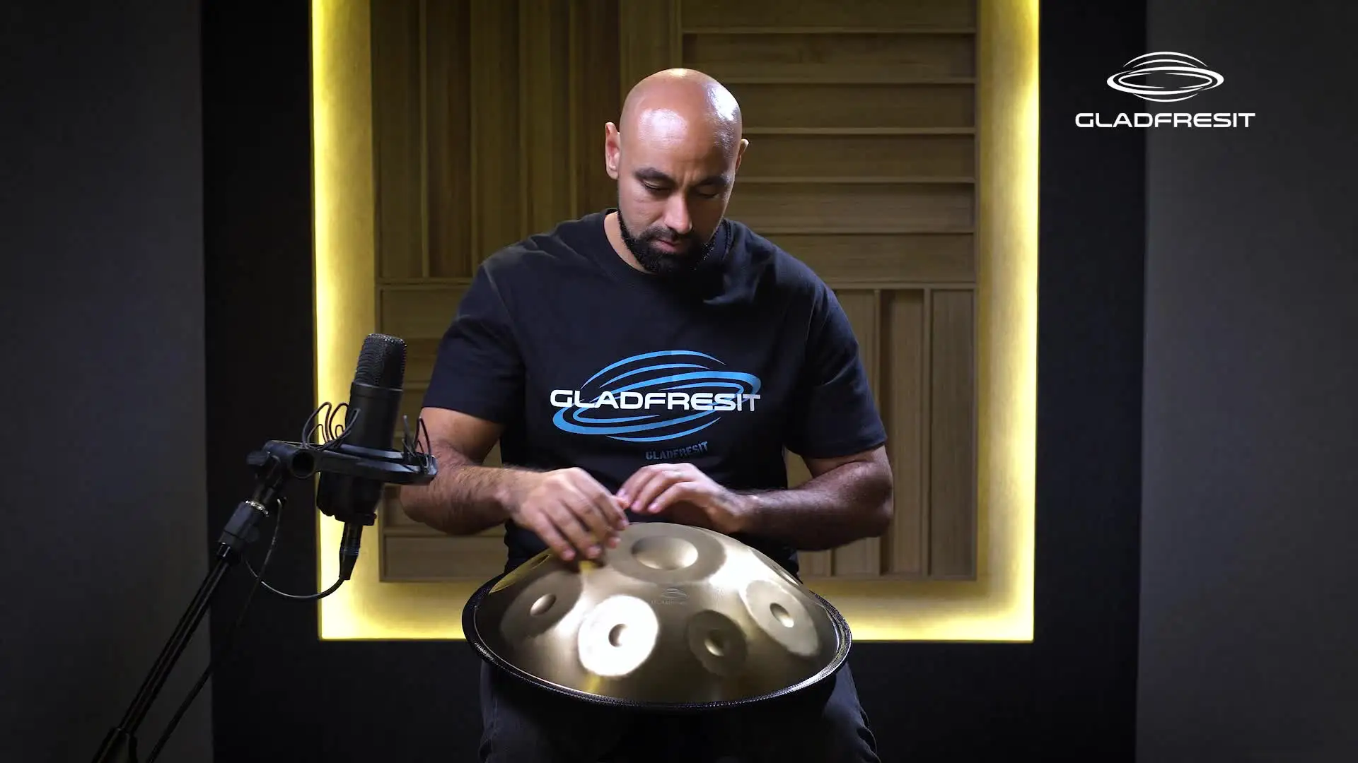 GLADFRESIT Handpan Drum 9 Notes, 18 Inches, In G Minor, Golden
