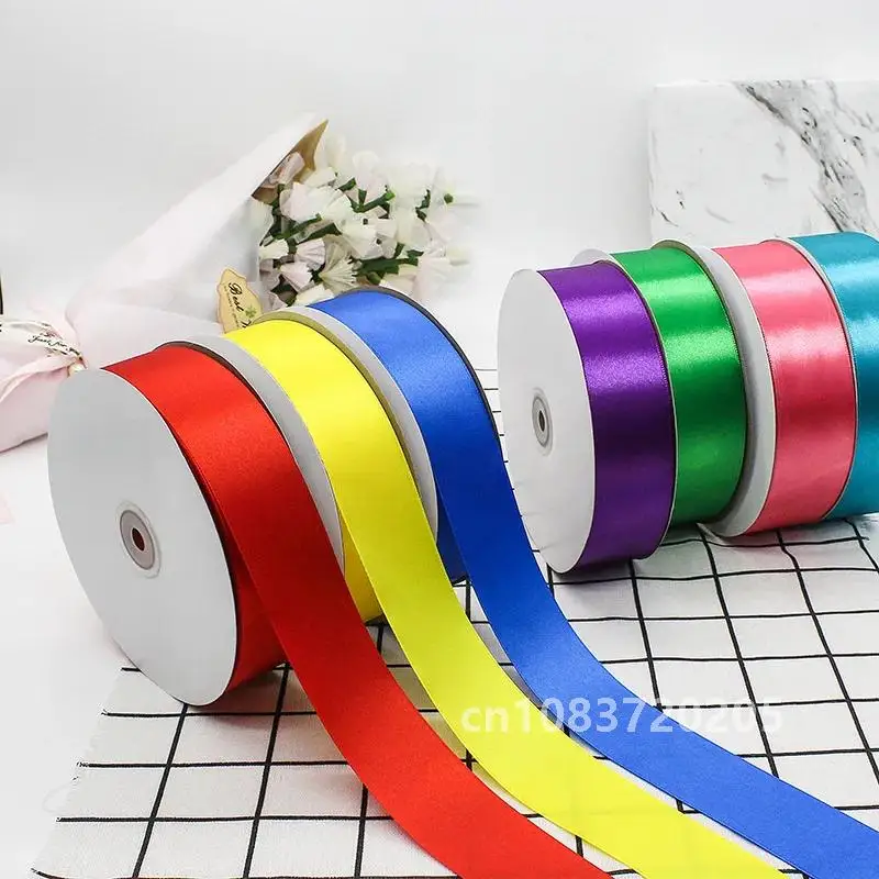 100Yards 4cm Satin Ribbons DIY Artificial Silk Roses Crafts Supplies Sewing Accessories for Wedding Handmade Bows Gift Wrapping