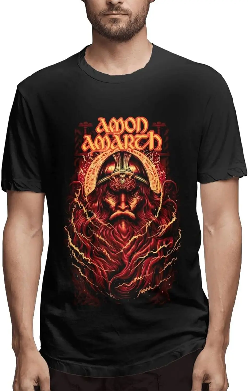 

Amon Rock Amarth Metal Band T Shirt Mens Fashion Tee Cotton Loose Short Sleeves T-Shirts Black