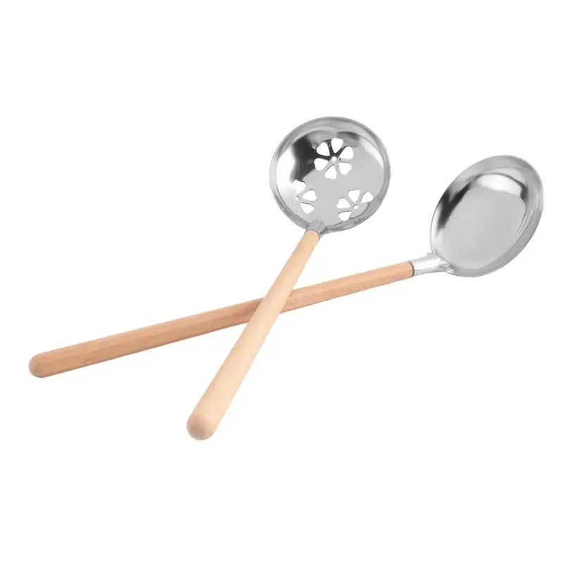 J1UL1N 2 Pcs Sakura Slotted Spoon Soup Ladle Set 304 Stainless Steel Ladle Spoon For Home Kitchen Dining Restaurant