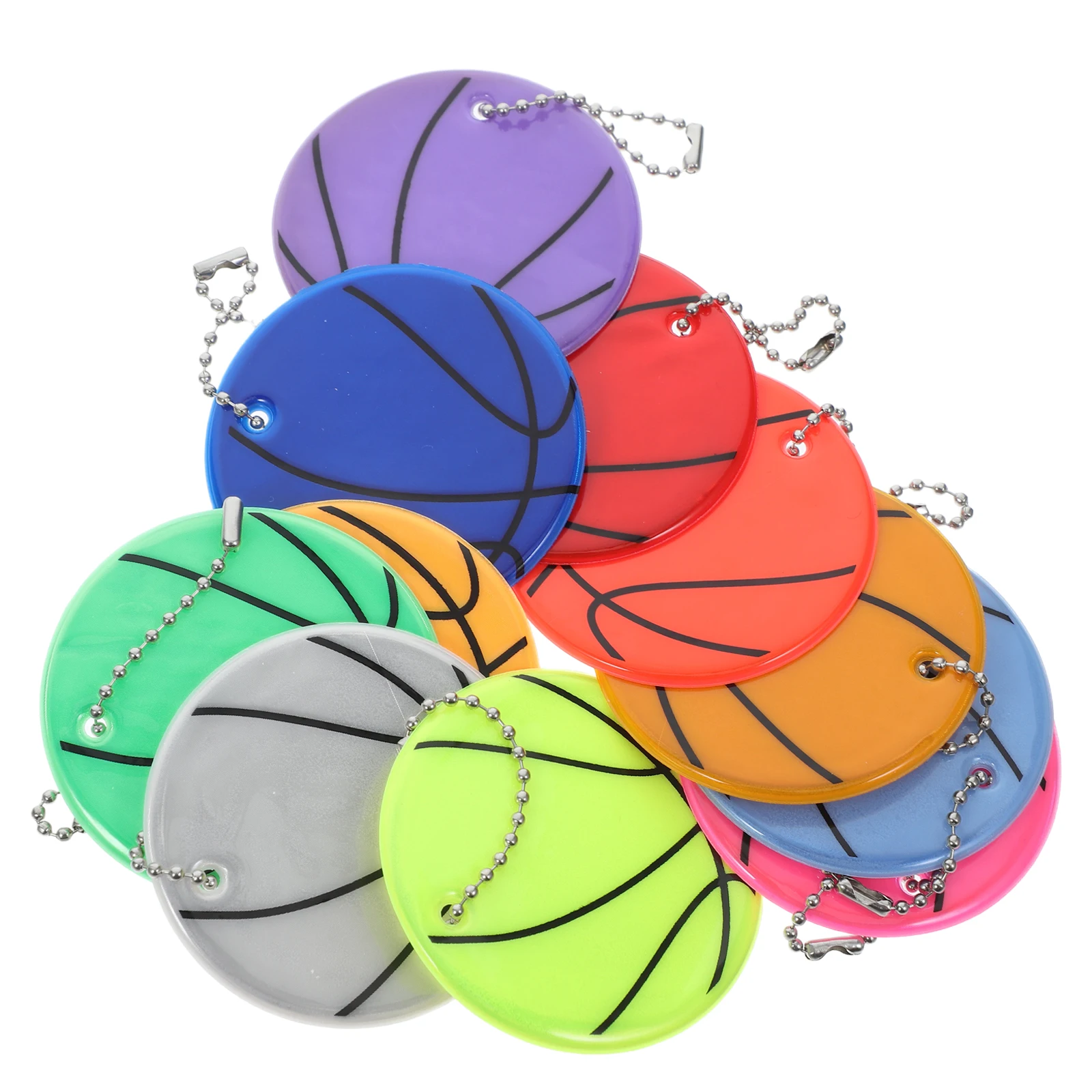 

11Pcs Basketball Shaped Reflective Pendant 6Cm Keychain for Backpacks Suitcases Bicycles Safety Gear Outdoor Commute Visibility
