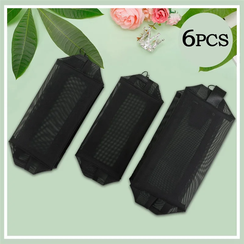 

Портативная черная сетчатая сумка на молнии, 2025 + 6 шт., дышащая сумка для хранения туалетных принадлежностей для домашнего офиса, органайзер для дорожных аксессуаров