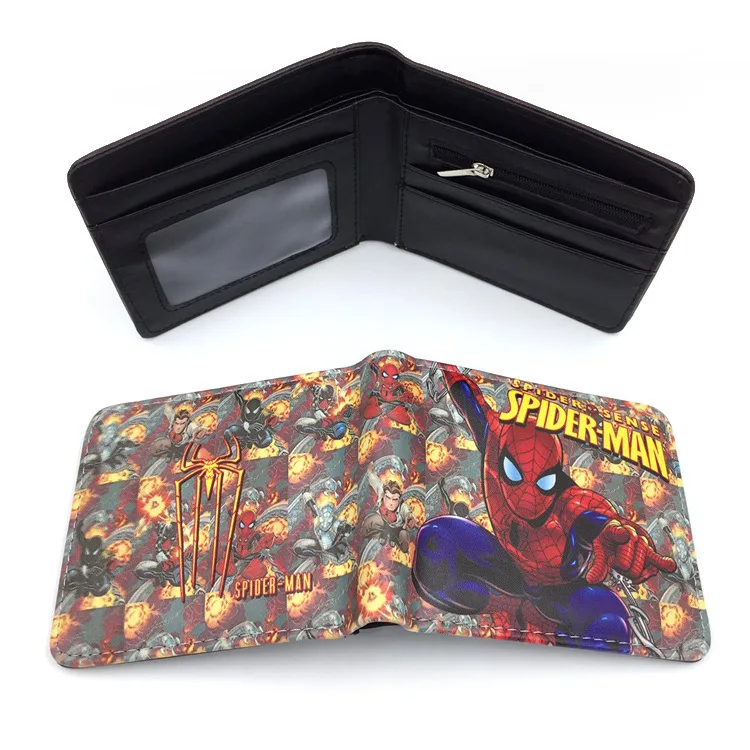 Cartera plegable de Marvel para hombre y mujer, tarjetero con Clip para tarjetas de identificación, regalo de Cosplay de dibujos animados