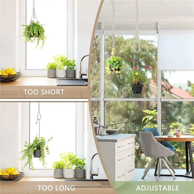 A67K-8 Pieces Macrame Beige Plant Hanger Extender Rope Plant Hanging Basket Extender Large Hanging Plant Pot Holders (Beige)