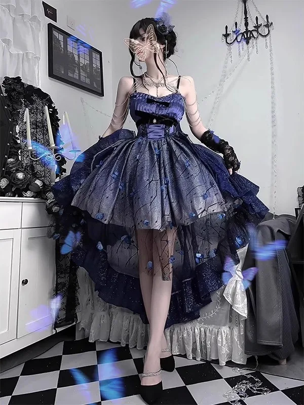 

Lolita Evening Dress Blue Student Adult Ceremony Fairy Temperamental Socialite Girl