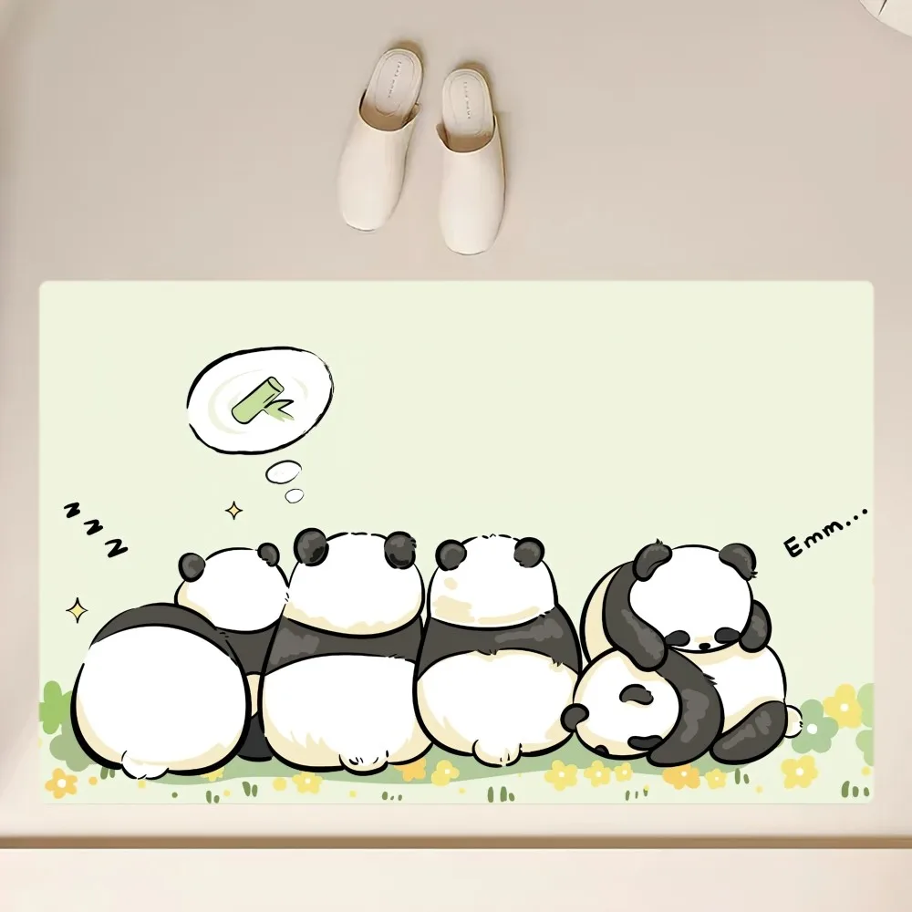 Cute Cartoon Panda Floor Mat  Anti-Slip Bathroom Kitchen Bedroom Living Room Entrance Rug Home Decor