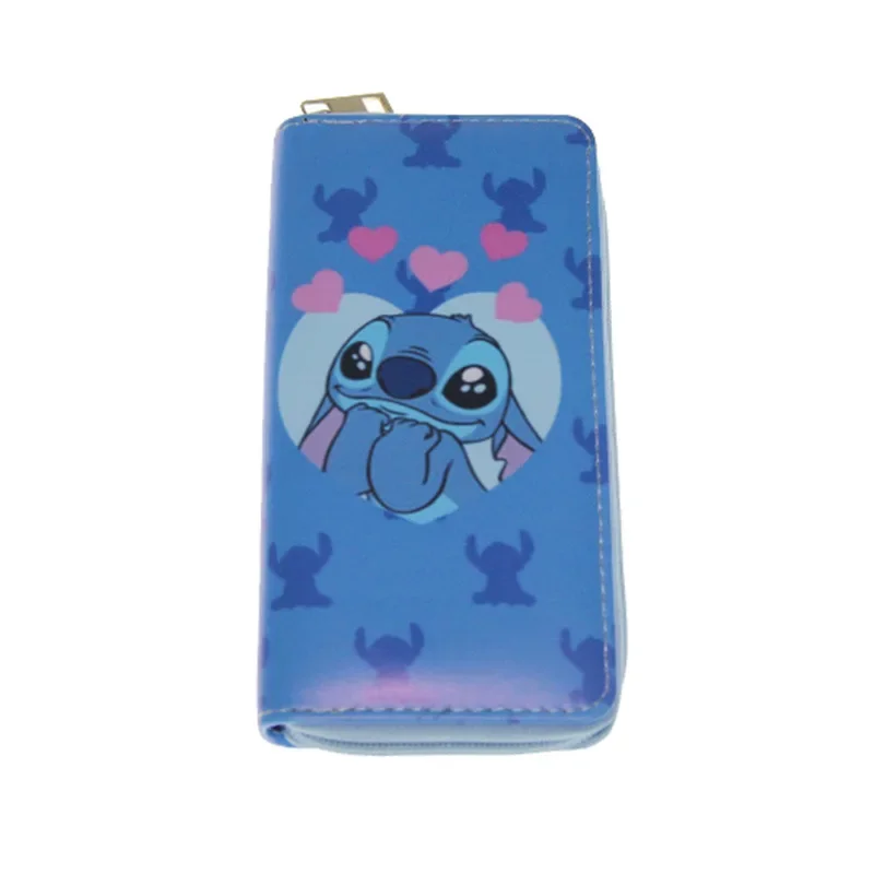 Disney mickey mouse card holder pu New Stitch Long Zipper Wallet girl boy Wallet princess Clutch coin bag