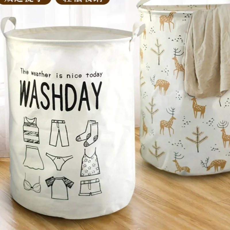 סל כביסה מתקפל, דלי אחסון, בד כותנה יפני, סל אחסון צעצוע עמיד למים, בגדים מלוכלכים