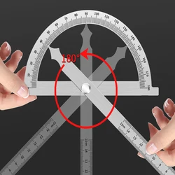 Protractor Metal Angle Finder Angle Ruler Gauge Angle Ruler 180 Degree Measuring Ruler Tool Stainless Steel Goniometer