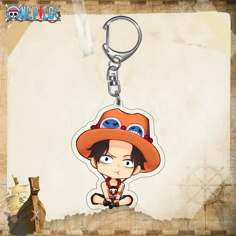 Uma peça chaveiro luffy zoro pirata chaveiro anime personagem estrela dos desenhos animados acrílico pingente bonito mochila carro pingente decoração