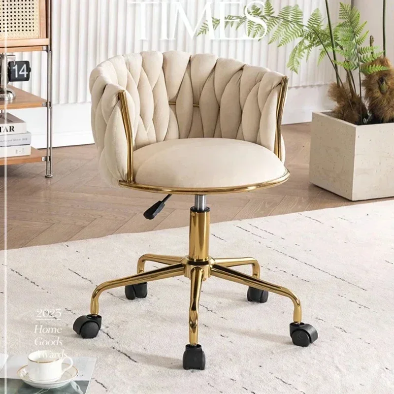 Modern Armchairs For Living Room High Grade Flannel Bar Stool Bedroom Makeup Chair Back Lift Swivel Nail Dressing Chair