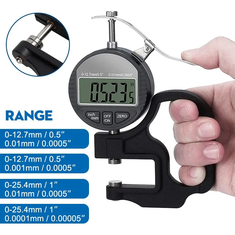 Spessimetro elettronico 12.7mm 25.4mm 0.01/0.001mm Micrometro digitale misuratore di spessore Micrometro strumento di misurazione calibro