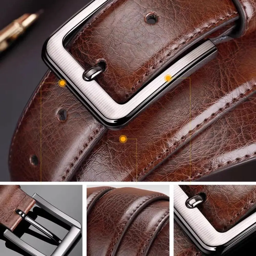 

Luxury Retro Men PU Belt Texture Versatile Pin Buckle Belt Classic Durable Alloy Leather Belt Pants
