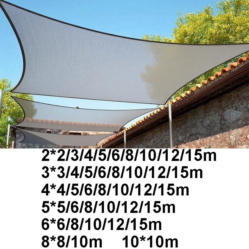 Large Sun shade Sail Sun Shelter Anti-UV 4mx4 5x5 6x6 8x8 10x10 Outdoor Yard Garden Balcony Camping Cat Grey Sunshade Sail
