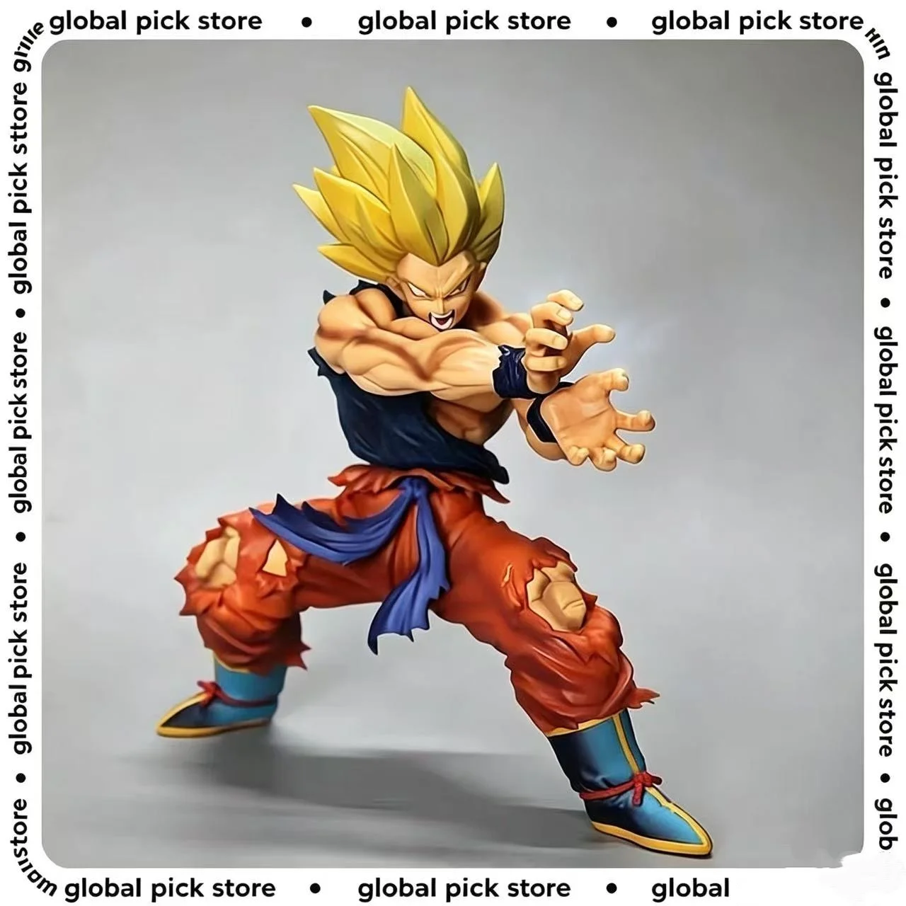 2026 Dragon Ball Z Son Goku Anime-Figur mit Kampfschaden und Schockwelle, Manga-Statue, PVC-Actionfigur, Sammlermodell, Puppe, Spielzeug