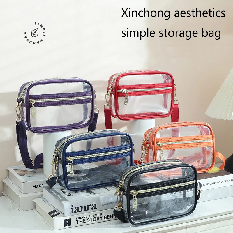 

1PC Mini Solid Color Transparent PVC Portable Waterproof Shoulder Bag Suitable For Girls, White-collar Outdoor Travel Shopping