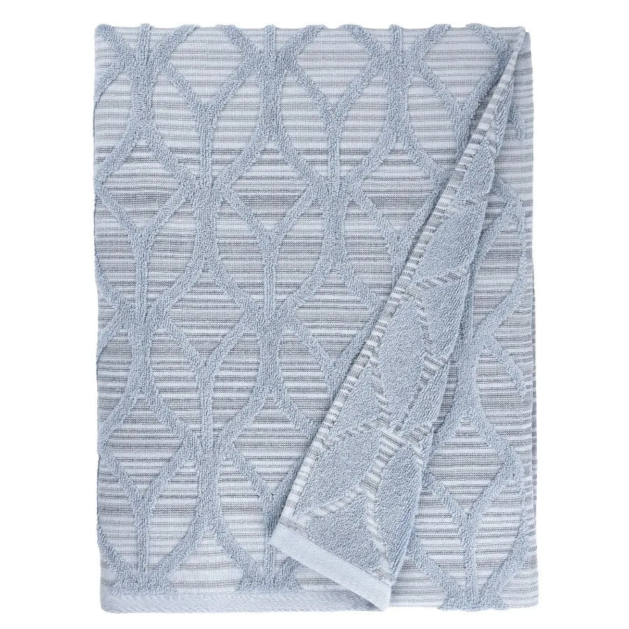 

Authentic Hotel and Spa Turkish Cotton Alev Jacquard Bath Towel Blue Multi