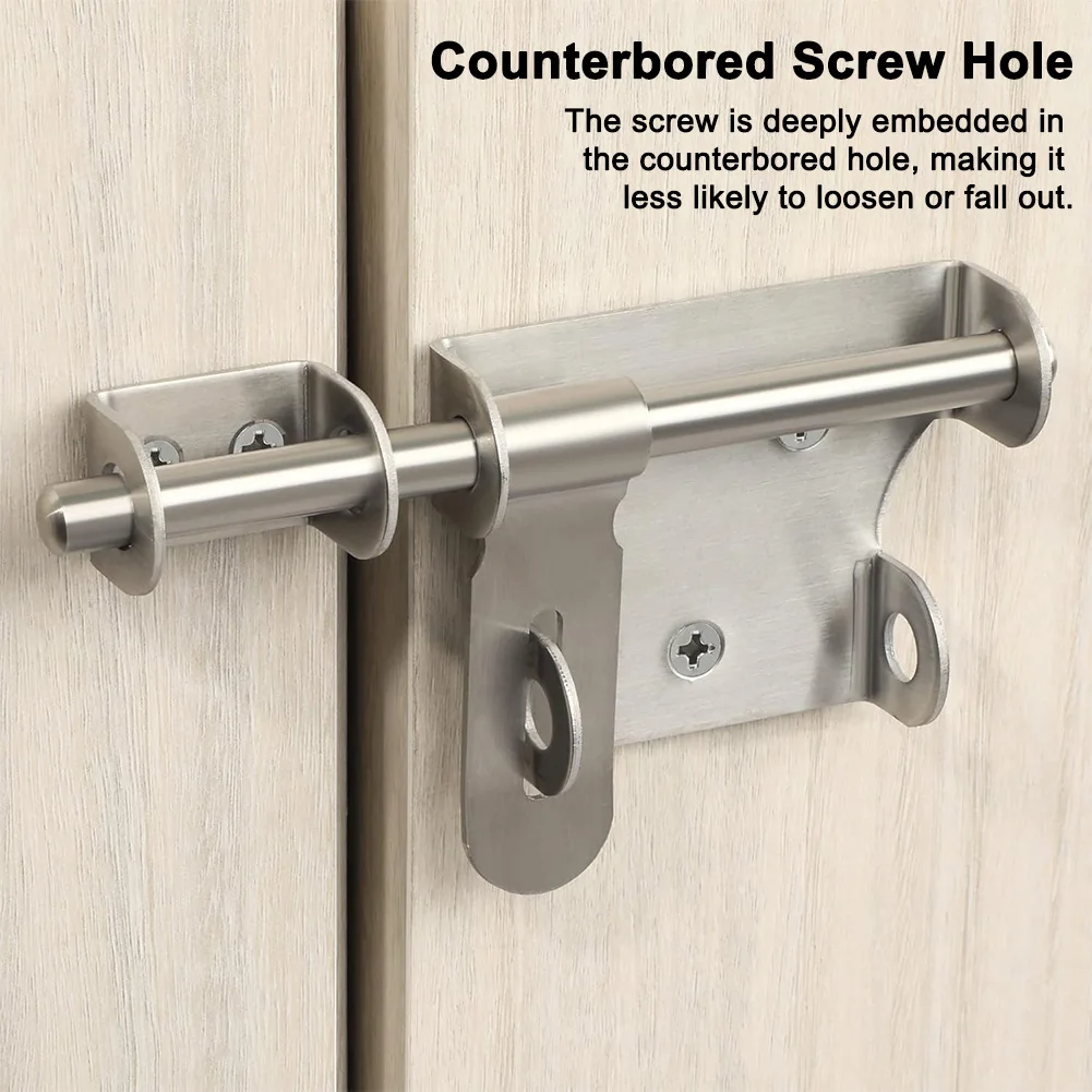 1Pc Sliding Door Bolt Lock Stainless Steel Heavy-duty 15x6.7x2.4cm For Wooden Doors Outdoor Garden Shed Door Hardware