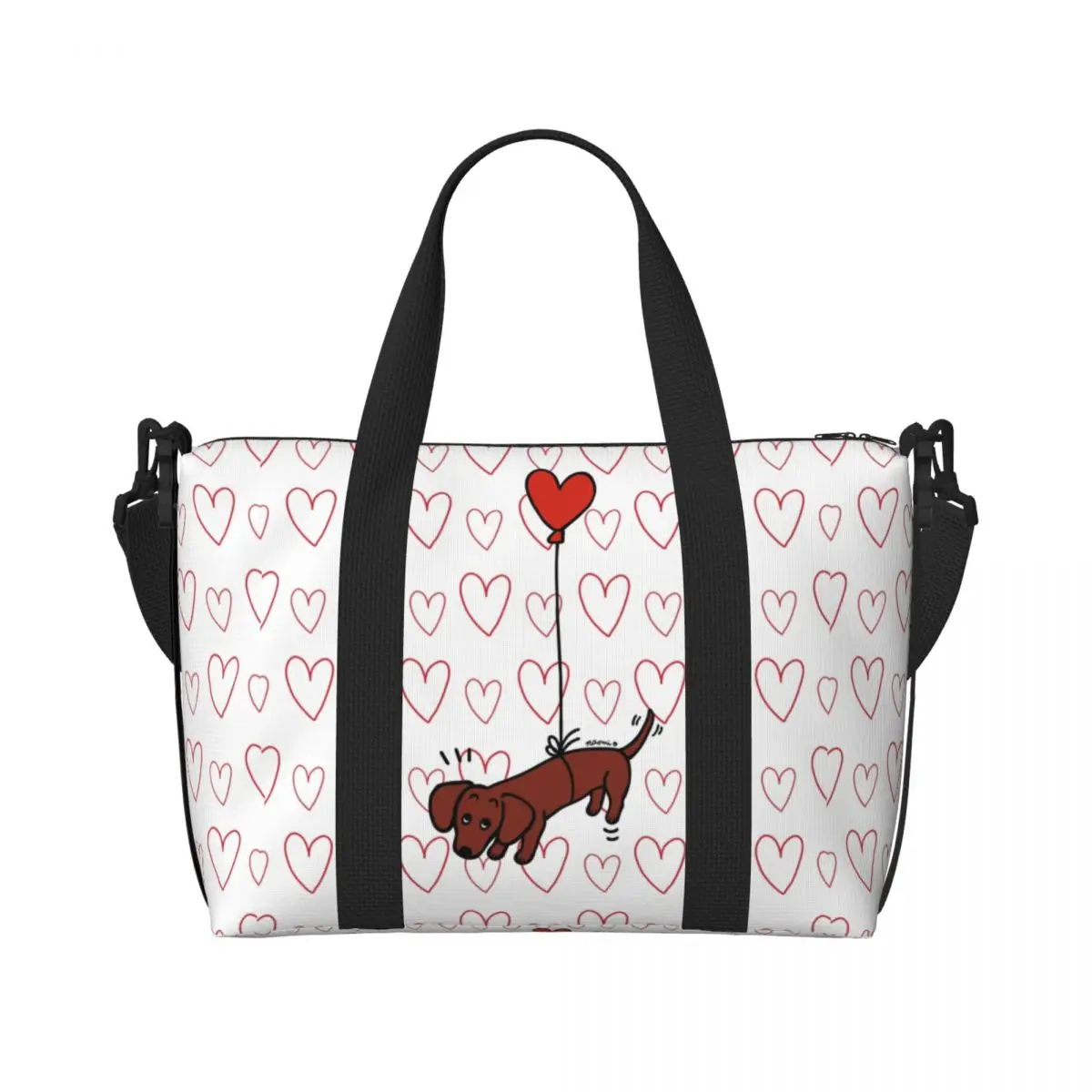 Custom  Smooth Haired Dachshund Floating In The Air Grocery Shopping Tote Bags   Wiener Badger Sausage Dog Beach Gym Travel Bags