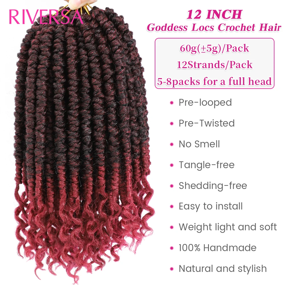 Senegalese Twist Crochet Braids Passion Spring Twist Curly Ends Pre looped Goddess Crochet Hair Synthetic Twist Hair Braiding