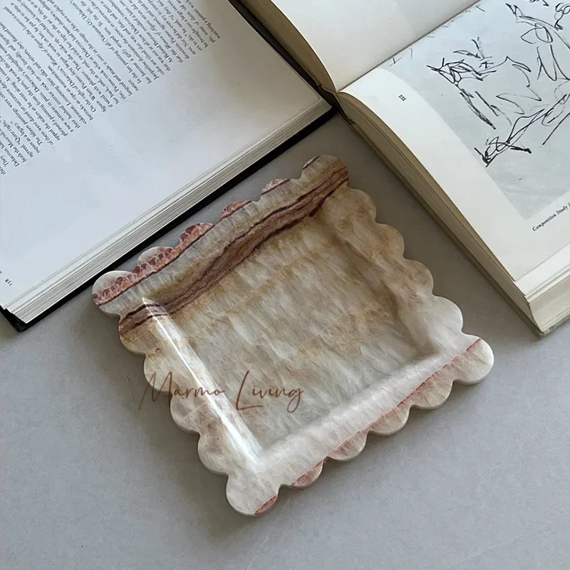 

French retro silent style marble tray Korean blogger designer ins style removable cave stone aromatherapy plate