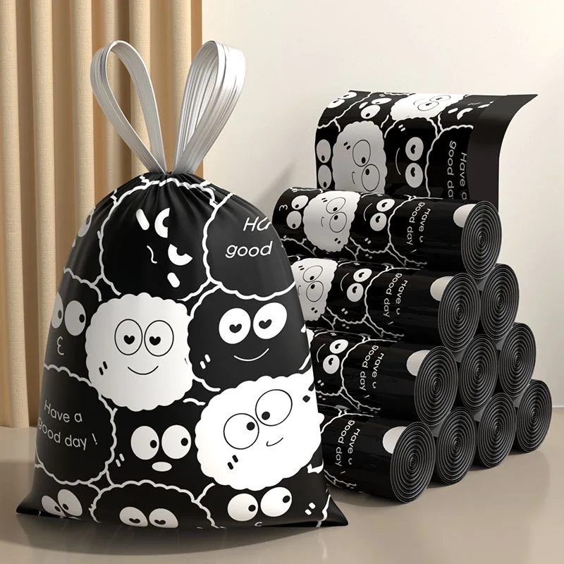 Drawstring Garbage Bag Household Thin Volume Panda Printing Portable Closing The Mouth Puncture Resistant Plastic Bags wholesale