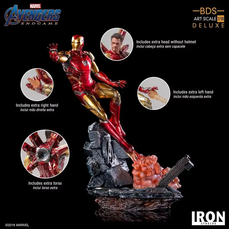 29cm Tony Iron Man  Avengers Ultimate Action Figures Iron Studios 1/10 Statue Collectible Creative Model Ornaments Toy Gift