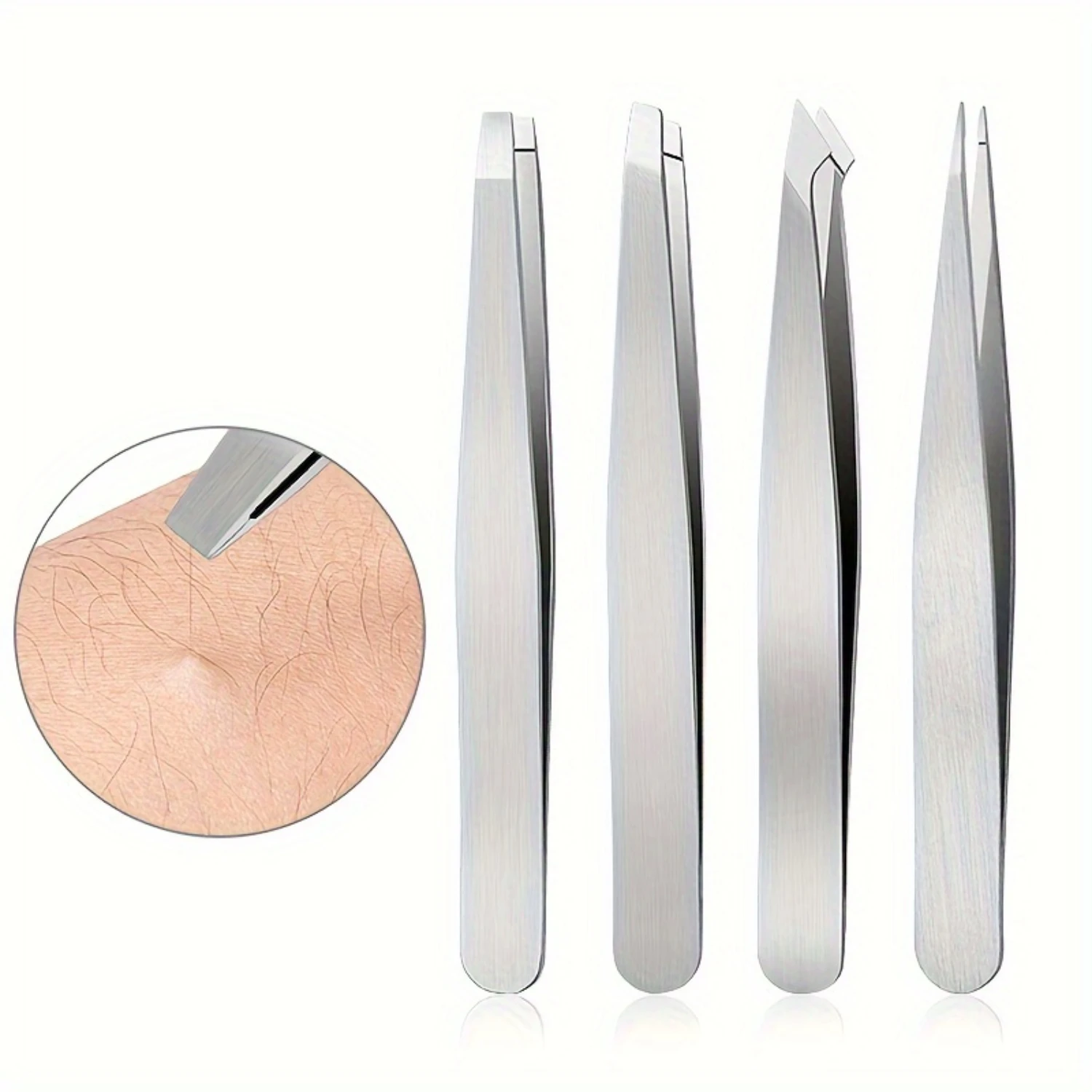 Precision Stainless Steel Tweezers Set For Men & Women - Multi-Functional Facial Hair, Eyebrow, Eyelash Extension & Makeup Tools