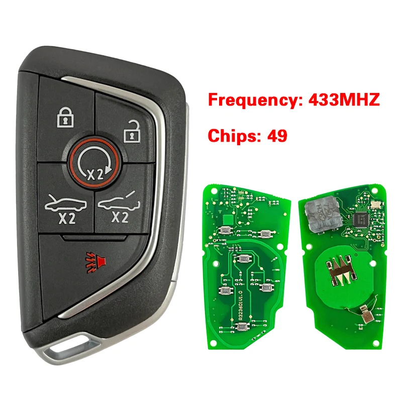 

CN014115 Replacement Car Key For Chevrolet Corvette C8 2020-2021 6Button Smart Remote PN 13536982 433Mhz 49 Chip FCCID YG0G20TB1