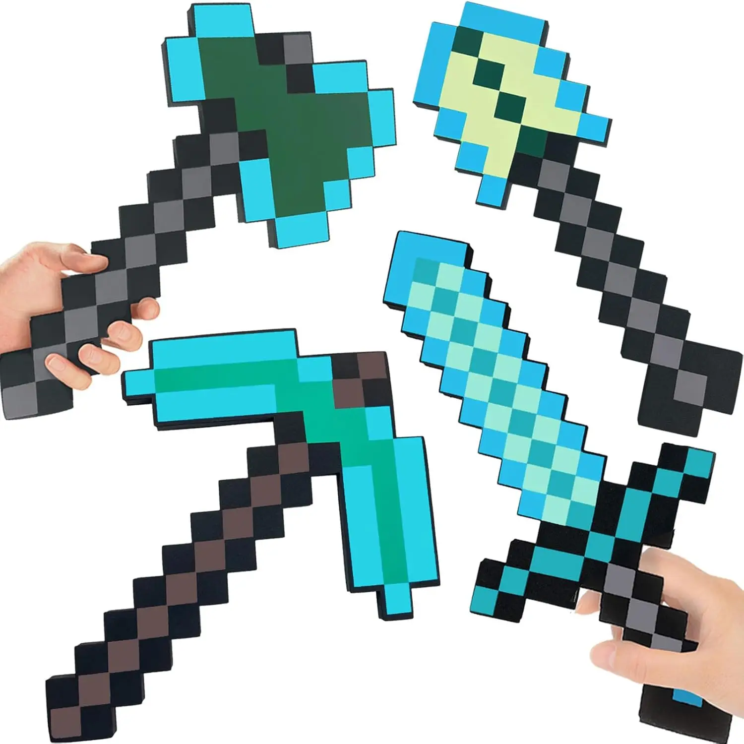 

Kids Role Play Toys Set: EVA Foam Sword, Axe, Pickaxe & Shovel for Halloween Christmas Cosplay Birthday Party