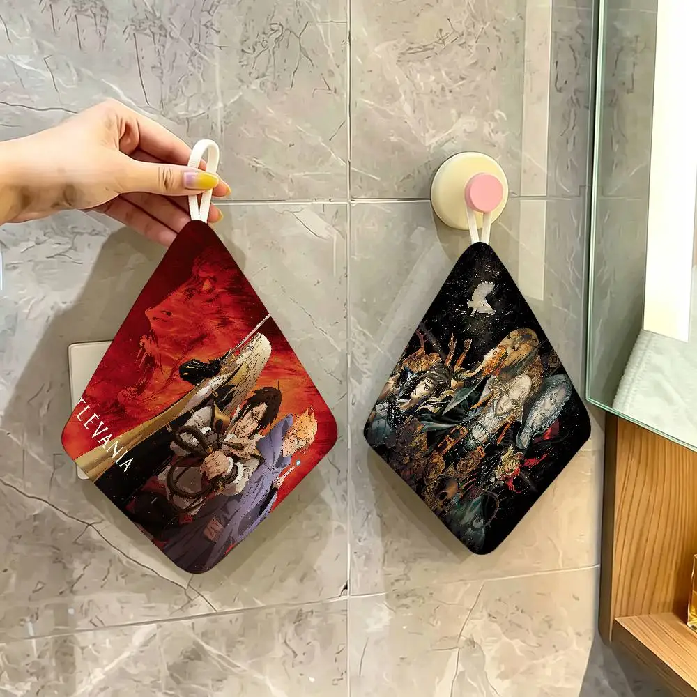 TV movie C-Castlevania Polyester Cotton Hanging Kitchen Towel, Absorbent Hand Wiping Cloth for Daily Cleaning Drying