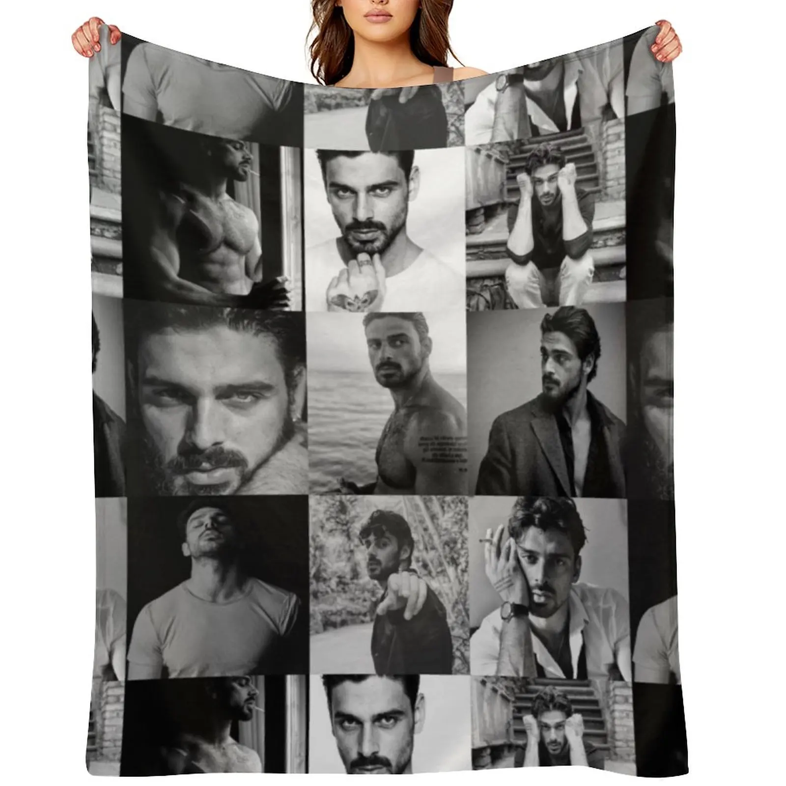 

Michele Morrone Throw Blanket Cute Soft Plush Plaid Sofa Quilt halloween Blankets