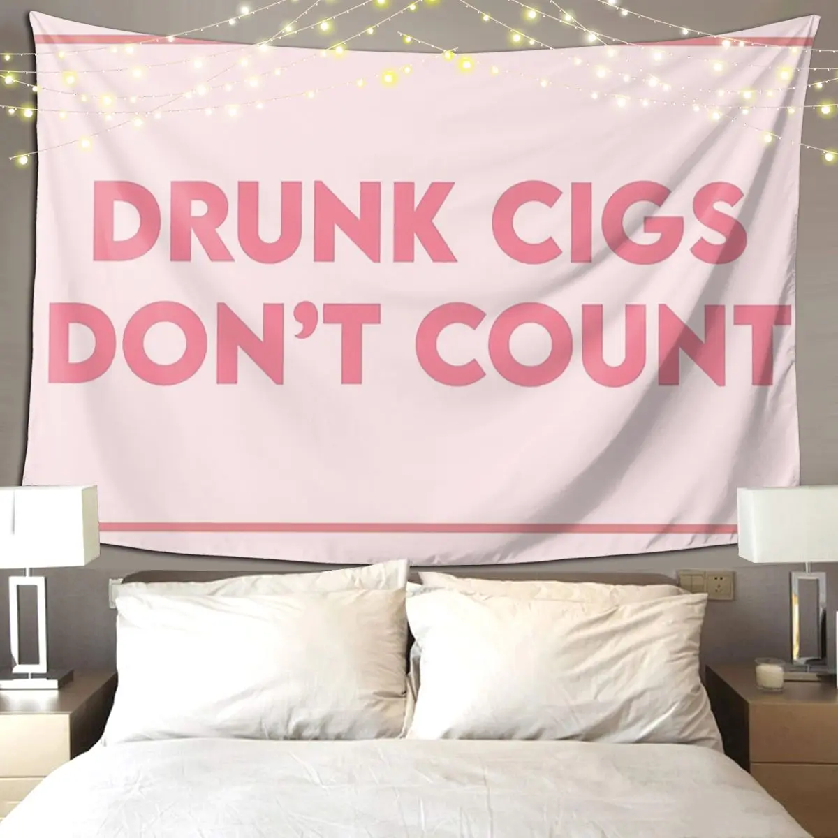 Drunk Cigs Don't Count Tapestry Funny Wall Hanging Aesthetic Home Decor Tapestries for Living Room Bedroom Dorm Room