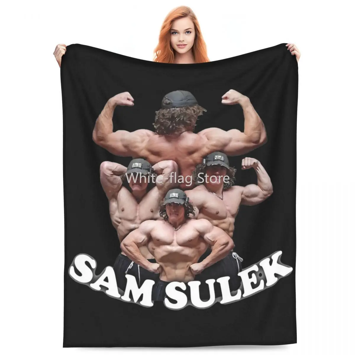 

Sam Sulek Motivational Blankets Flannel Print Gym Multifunction Soft Throw Blanket for Sofa Travel Bedspreads