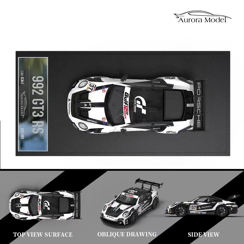 Aurora-Modèle de voiture jouet en alliage moulé sous pression, exposition de collection de véhicules de sport, RWB992 GT3 RS, 1:64