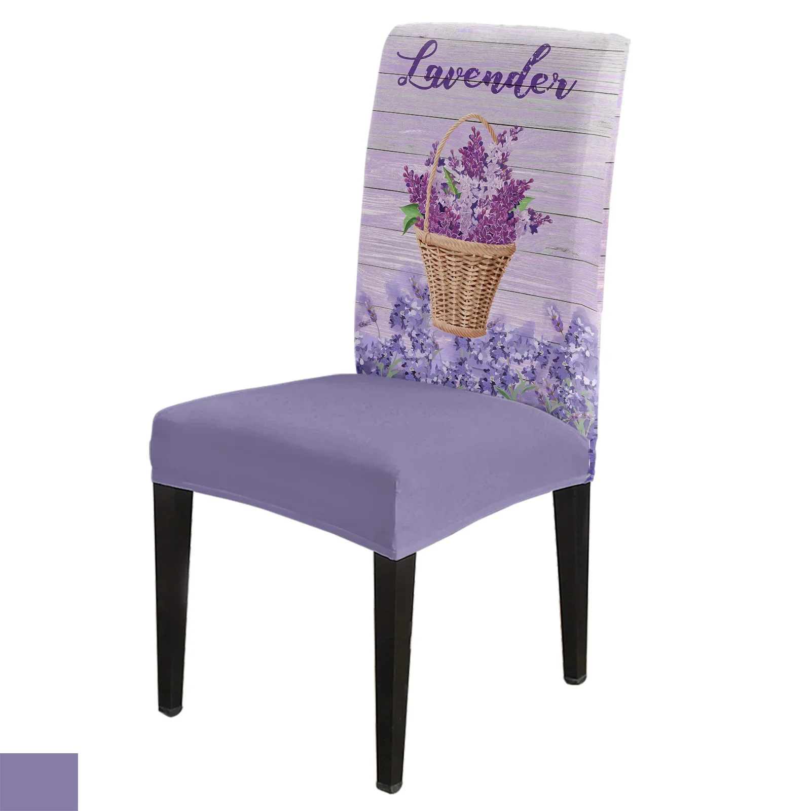 Lavender Flower Basket Dining Chair Cover 4/6/8PCS Spandex Elastic Chair Slipcover Case for Wedding Hotel Banquet Dining Room