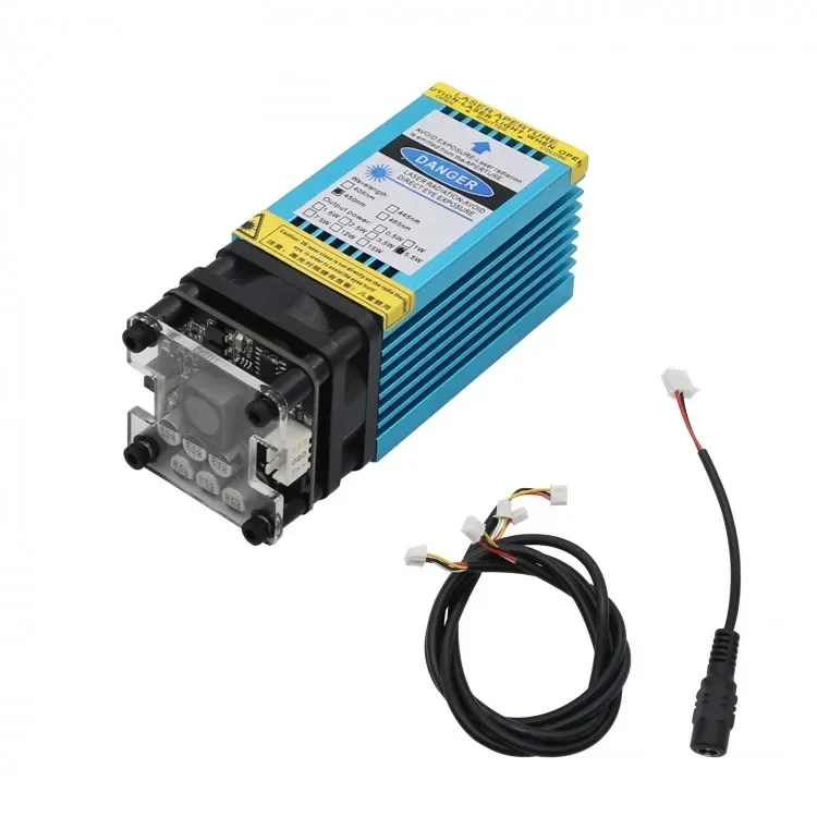 

DANGER 5.5W 450nm Blue Laser Module Laser Engraving and Cutting TTL Module 5500mw for Stainless Steel 3mm Wood