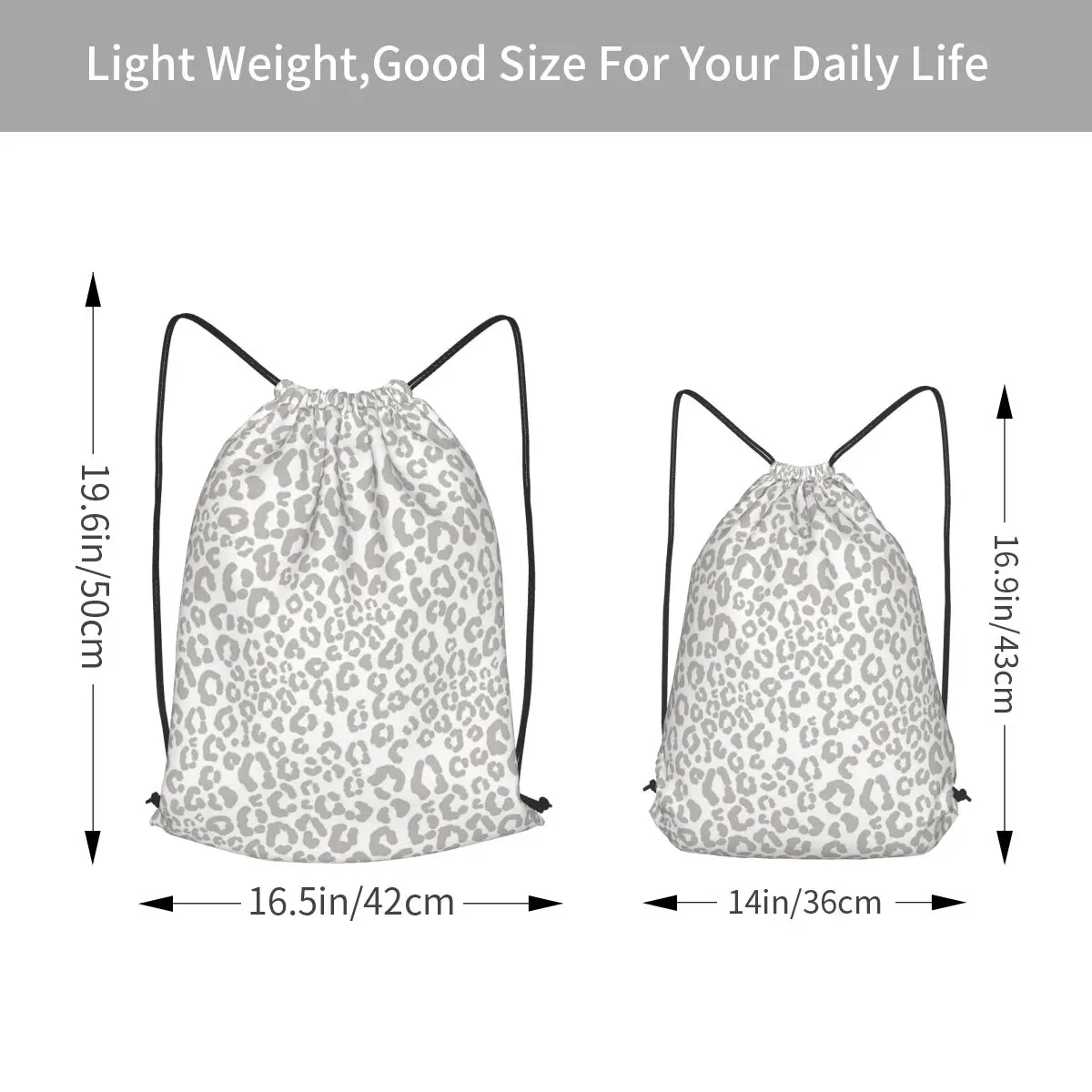 Light Leopard Pattern Backpacks Fashion Drawstring Bags Sports Bag Book Bags for Man Woman Students