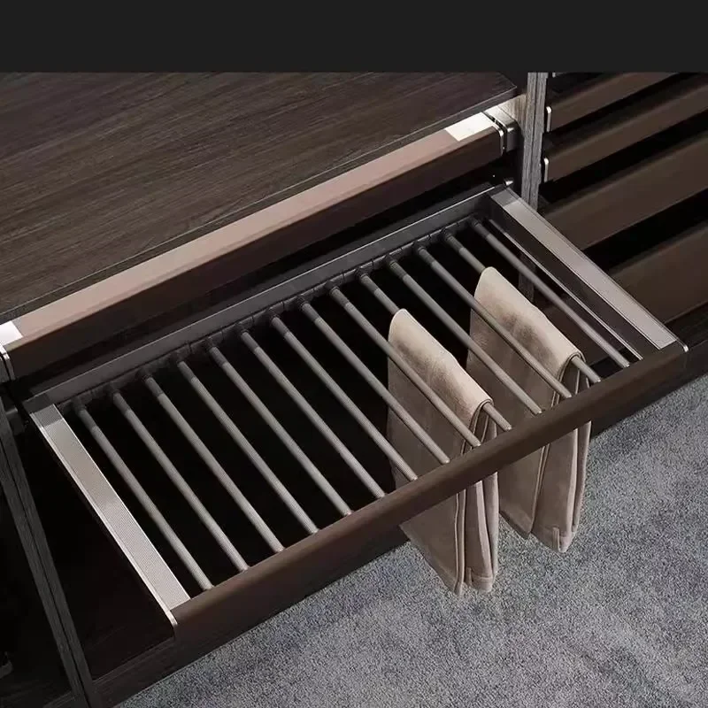 pants rack wardrobe built-in telescopic slide rail hanging pants pull-up pants rack