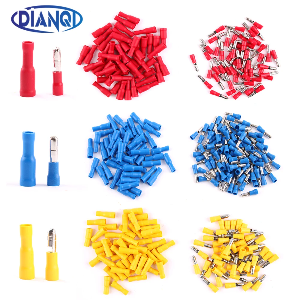 100Pieces 50Set Bullet Shape Wire electrical Connector Male Female Crimp Insulation Nylon Cable Terminal FRD MPD Car Terminator