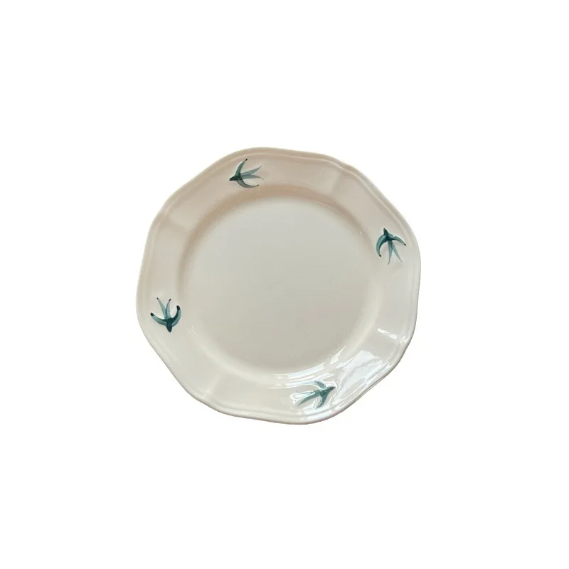 

Simple relief flying swallow breakfast plate, plate, ceramic plate underglaze color