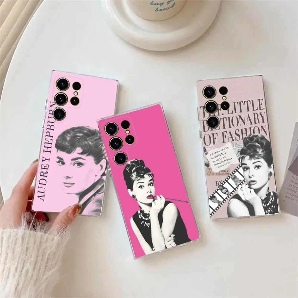 

A-Audrey H-Hepburn для Samsung S30, S23, S21, S22, S20 Ultra, S20 FE Lite, S10, S9, S8 PIus Силиконовый чехол Прозрачный силиконовый чехол
