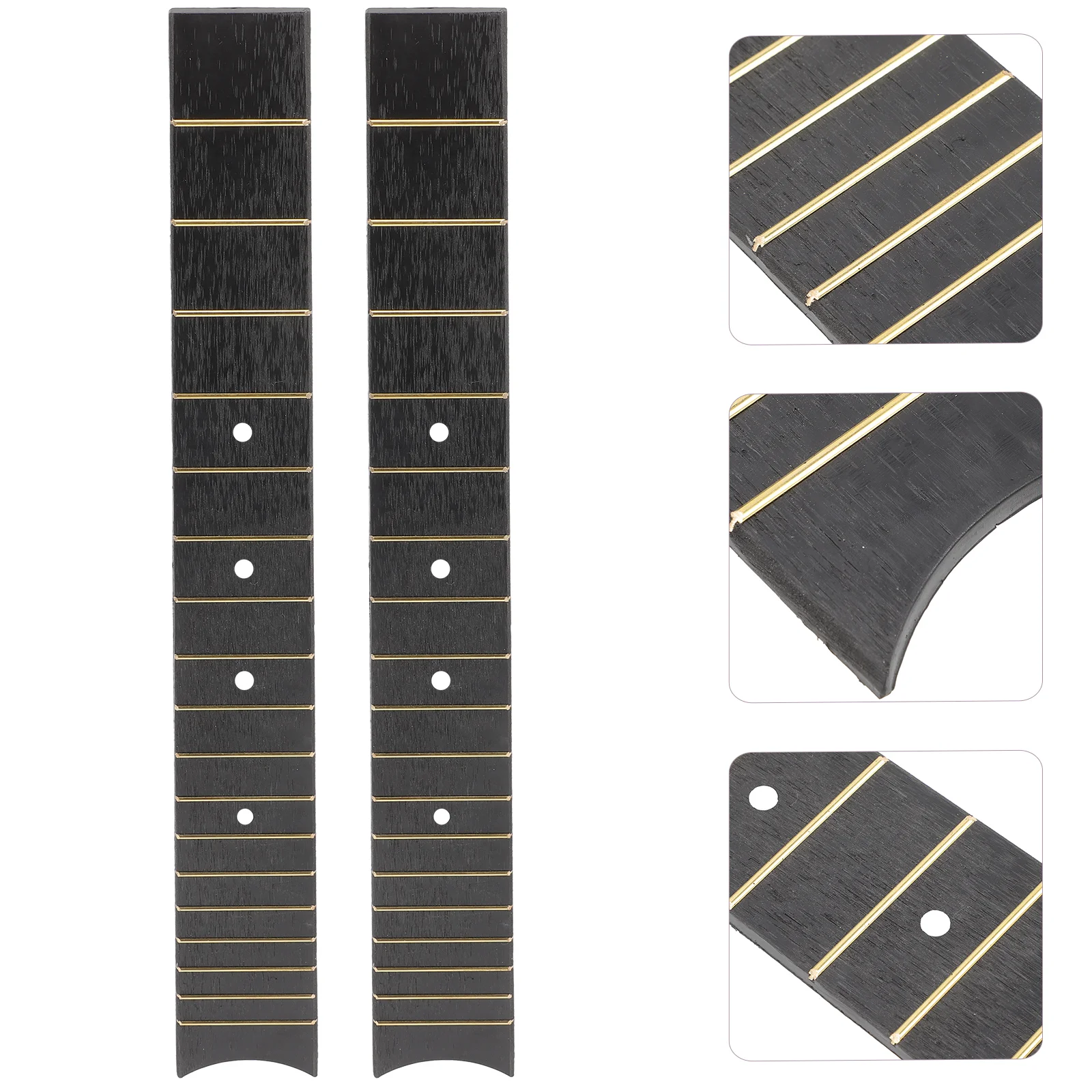 2 Pcs Ukulele Fingerboard Fretboard Plate Rosewood ABS Guitar Parts Black Replacement