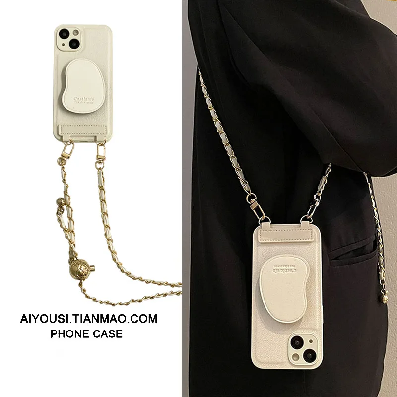 

Белый кожаный чехол-подставка с регулируемой подставкой для телефона apple 14 pro max, защитный чехол для iphone 14, новинка 11, ремешок на заднем ремешке