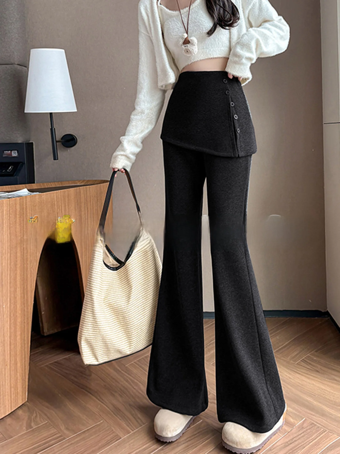 

Высокие женские брюки для йоги с эластичной резинкой на талии, прямые брюки для йоги, теплые повседневные брюки, утягивающие брюки Bootcut