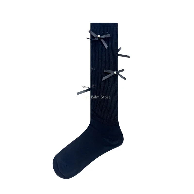1 Pair Kawaii Ballet Style Lolita Long Socks Bandage Bowknot Thin Style JK Stockings Transparent Thigh Stockings for Women Girls