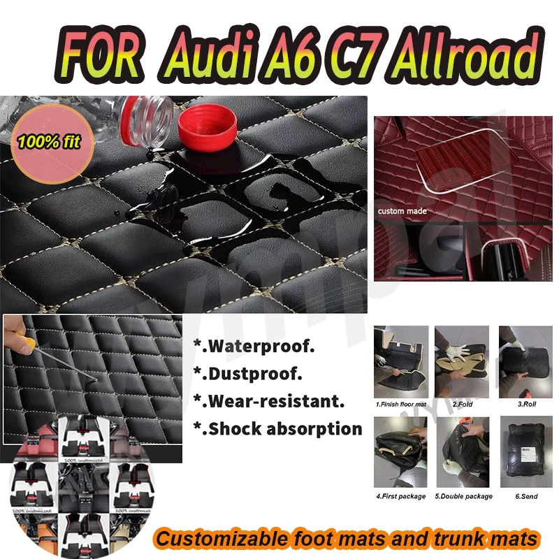 

LUXURY Custom Automotive Car Floor Mats For Audi A6 C7 Allroad 2007 2008 2009 2010 Auto Luxury Leather