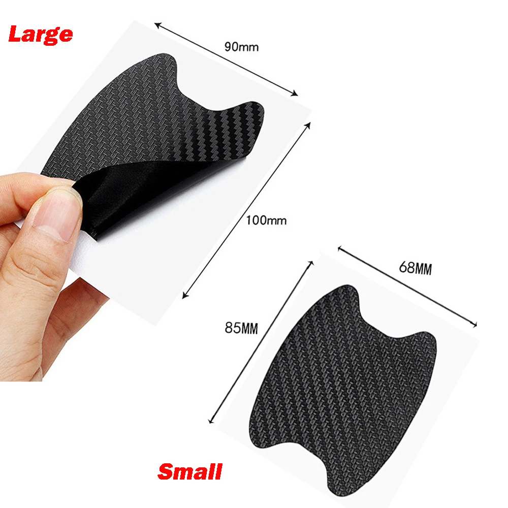 4 Pcs/Set Carbon Fiber Car Door Handle Anti-scratch Car Stickers Protective Stickers Exterior Waterproof Car Door Bowl Stickers