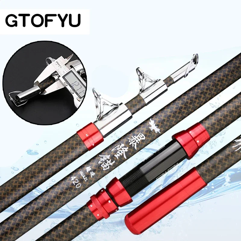 

Telescopic Surf Spinning Rod 2.1-4.5M Carbon Fishing Rod 20kg above Superhard Long Distance Throwing shot Rod Sea Boat Pole